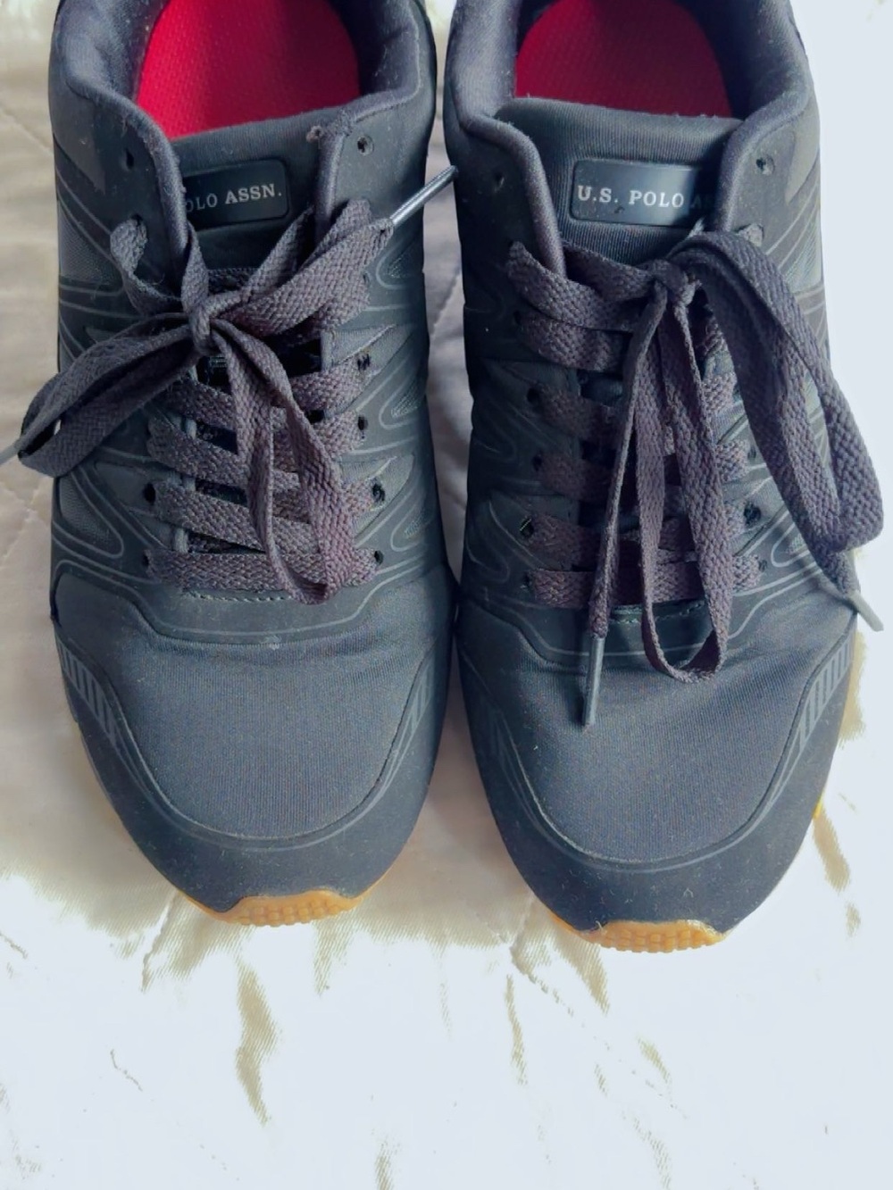 U.S. Polo Assn. Men's Black Sneakers with Red Interior and Gum Outsole